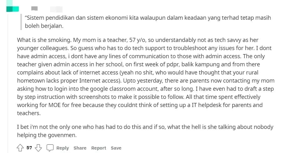 Reddit comment on pas